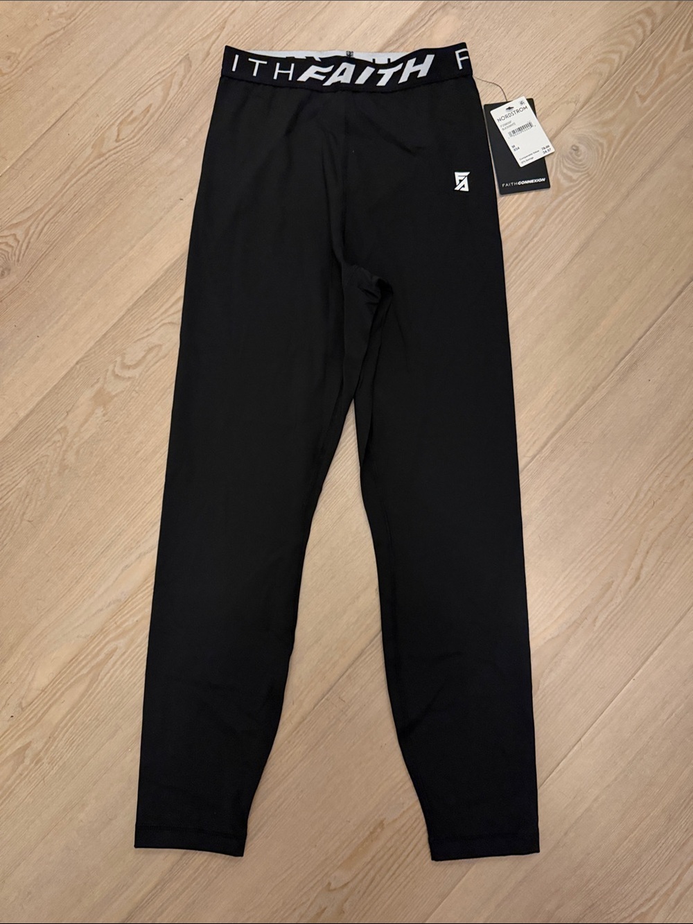 NWT Faith Connexion Women’s Black Logo Waistband Leggings